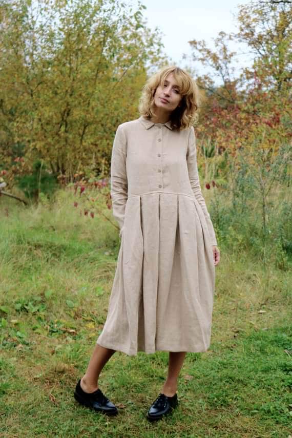 18 Beautiful Winter Linen Dresses - The Green Edition