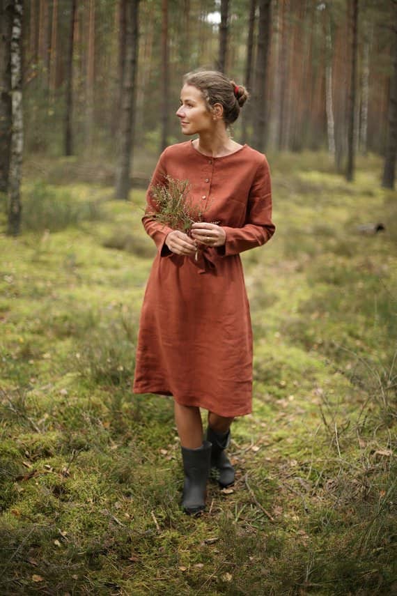 18 Beautiful Winter Linen Dresses - The Green Edition